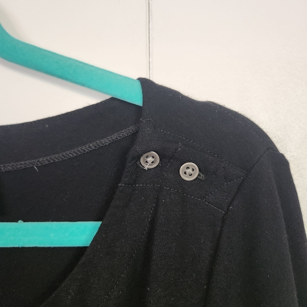 L.L. Bean Dress Womens Size Medium Black Stretch Jersey Knit 3/4 Sleeves V-Neck - Picture 8 of 13